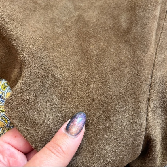 Vintage 1970s Brown Suede Suspender Shorts Hot Pants Lederhosen Rocker Hippie - Picture 12 of 12